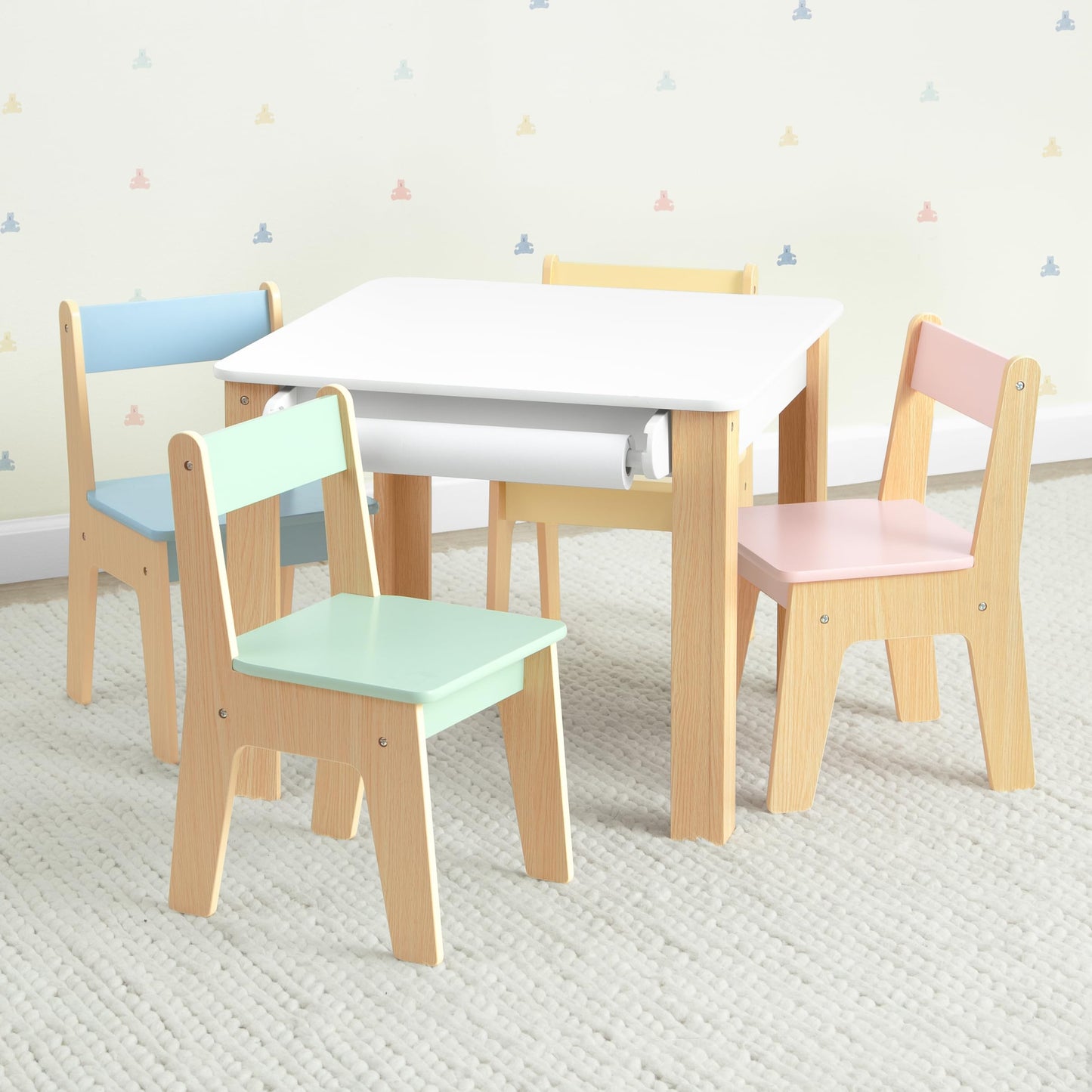 Delta Children - GapKids Table and 4 Chair Set with Paper Roll Holder - Greenguard Gold Certified, Pastel