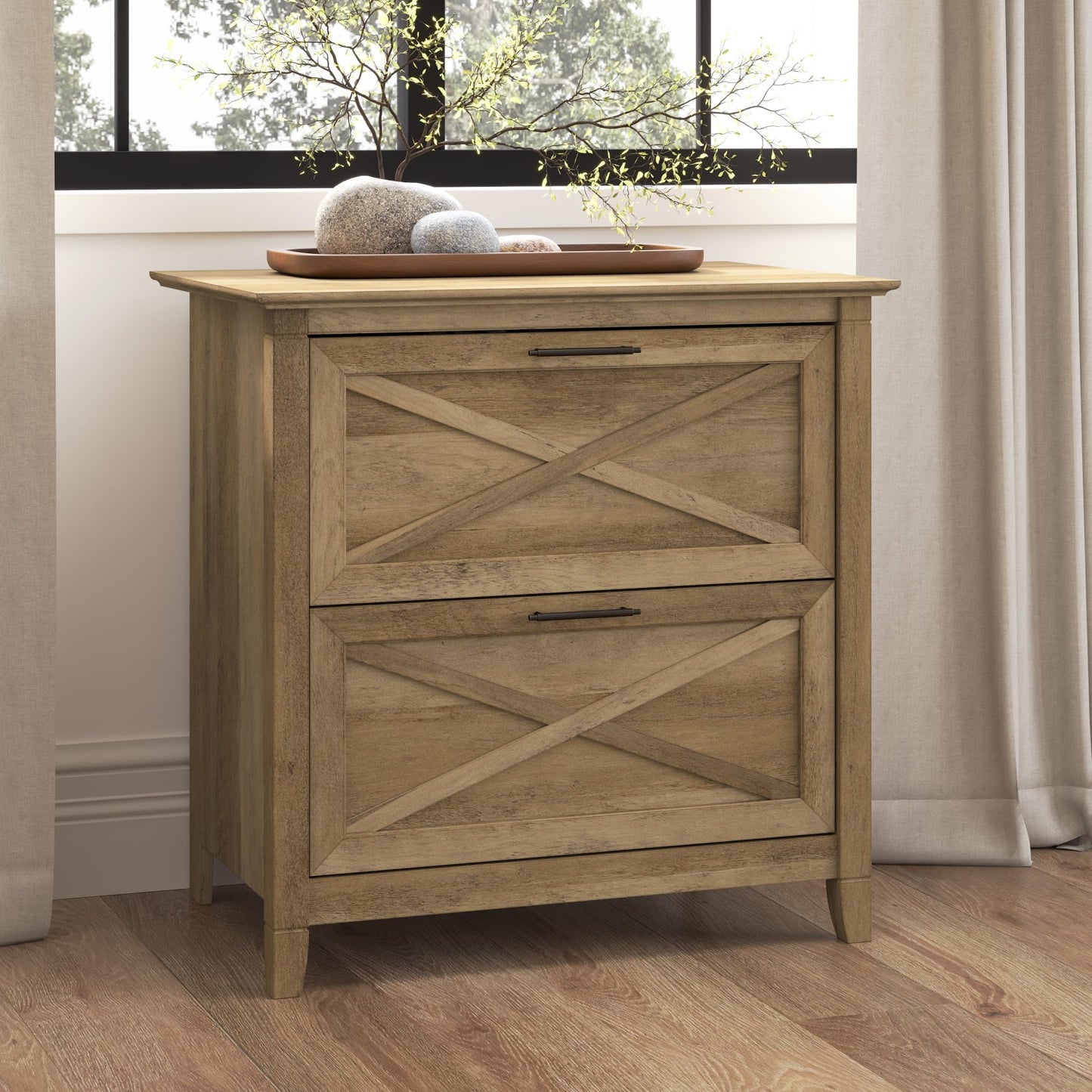 Bush Home Key West 2 Drawer Lateral File Cabinet in Reclaimed Pine, Document Storage for Home Office, Accent Chest with Drawers
