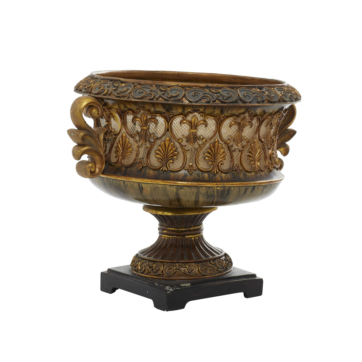 Deco 79 Polystone Decorative Decorative Bowl Ornate Decorative Container, Decorative Keepsake Box 15" x 10" x 13", Gold