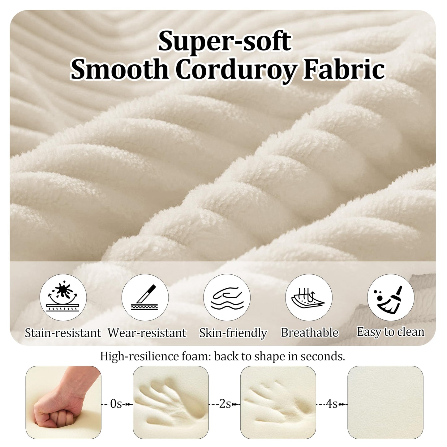 59'' Convertible Compressed Corduroy Folding Cloud Sofa Bed, Modern Boneless Pull Out Loveseat Sleeper in a Box, 4 in 1 Floor Mattress Futon Fluffy Couch, No Assembly Needed, Beige, 2 Pillows, Full