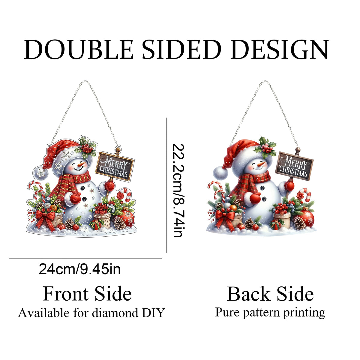 JJFox Diamond Art Hanging Kit for Adult,Special Shaped Rhinestone,DIY Acrylic 5D Diamond Art Painting Window Pendants Home Garden Wall Hanging Kits Hanging Ornament,Double Sided. (Christmas snowman1)