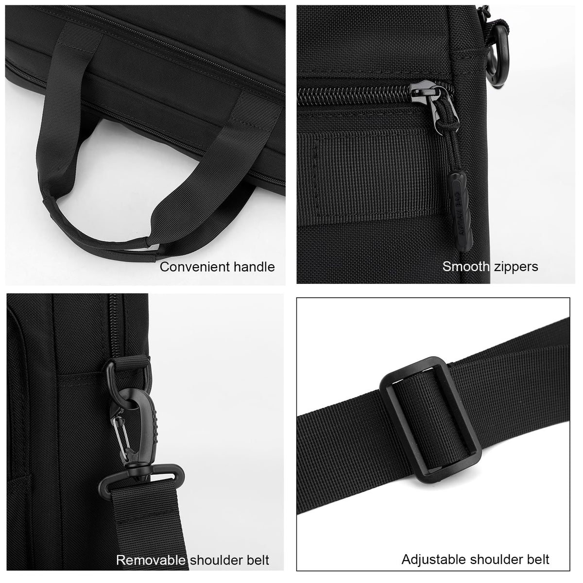 natyrlpog Laptop Bag 14 Inch Briefcase for Men Women Waterproof Nylon Lightweight, Shoulder Messenger Handbag for Business Office Work Travel College Black