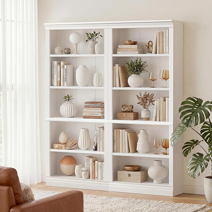 Furniwell Bookcase Bookshelves, 5-Shelf Tall Bookcase 71" Wood Open Display