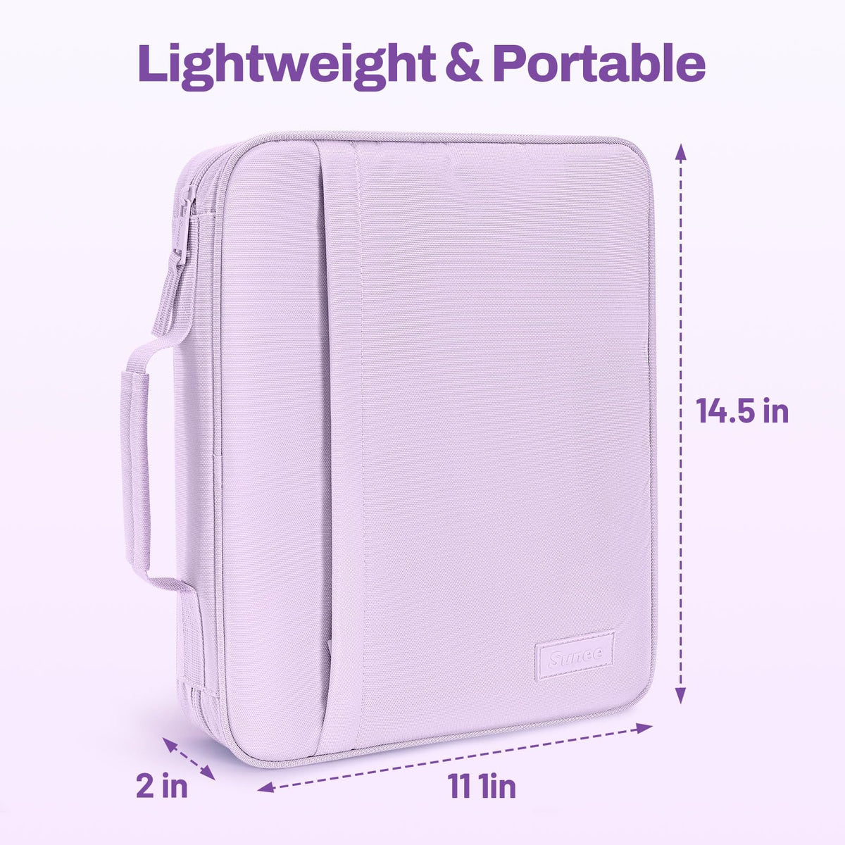 SUNEE Zipper Binder 1 Inch, Removable 3-ring binder, 175-Sheet Capacity, 5-Tab Dividers Expanding File Folder, Small Binder Bag Organizer Storage for Student School Classroom Supplies, Lavender Purple