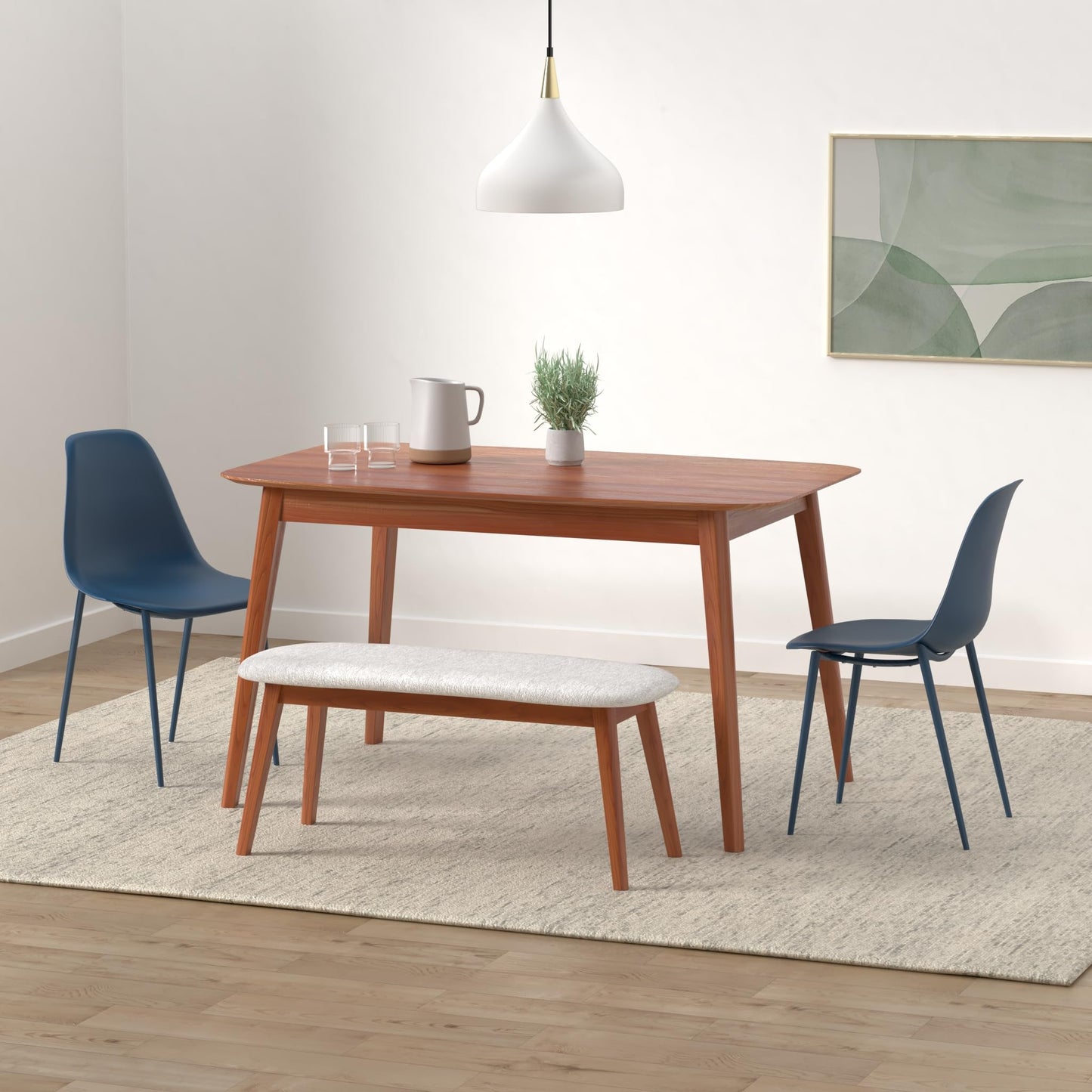 Poly & BARK Isla Modern Kitchen Chairs Set of 4 - Plastic Dining Chair with Metal Legs - Quick Assembly Simple Cafe Chairs Plastic for Indoor or Outdoor - Lago Blue