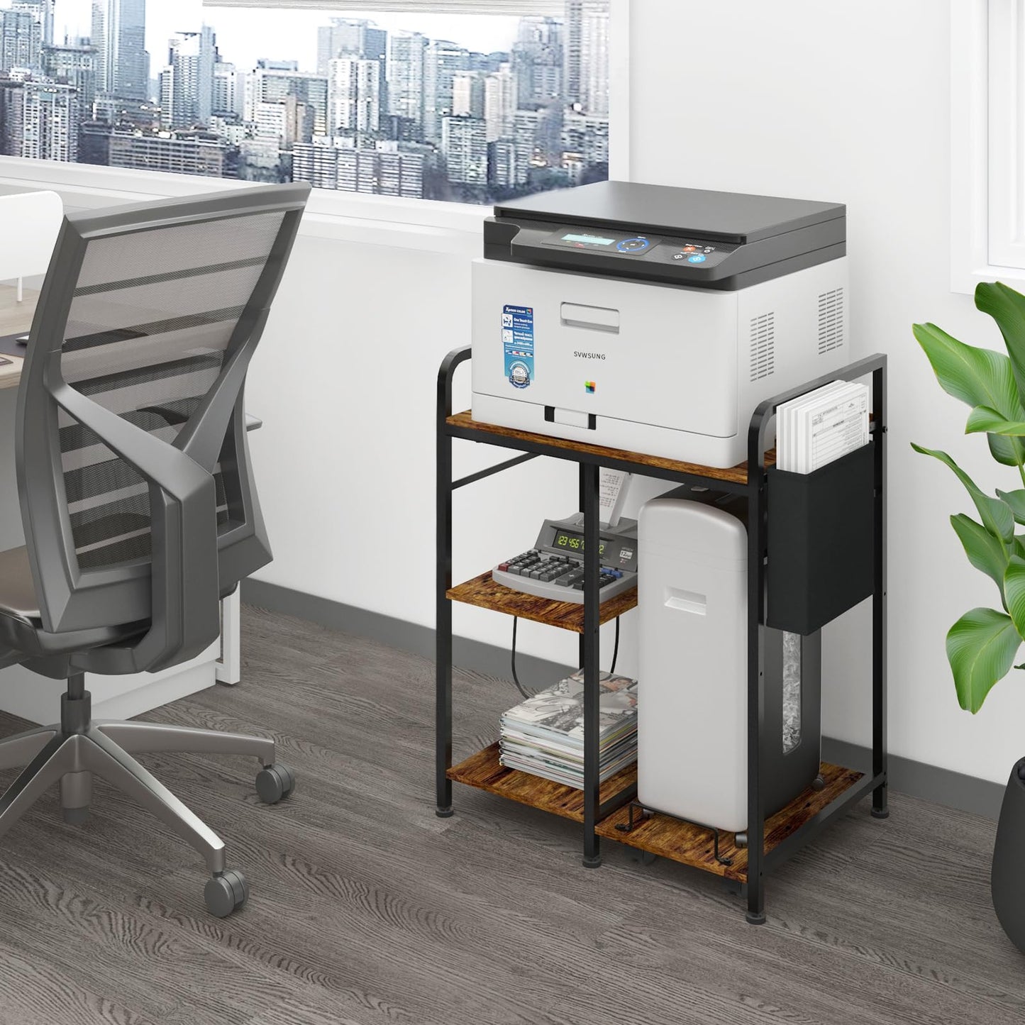 Sedegn Large Printer Stand with Power: 3-Outlet Charging Station
