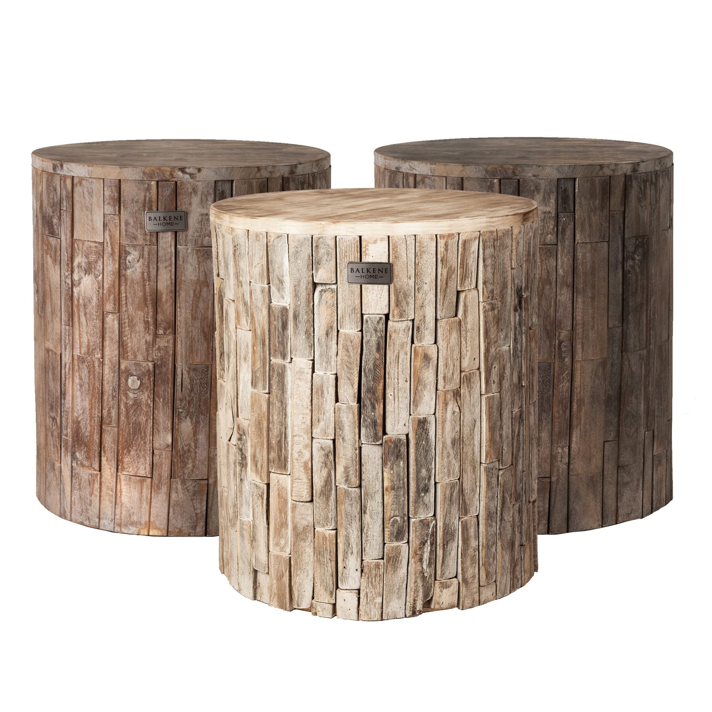 Patio Sense 62420 Elyse Round Rustic Garden Stool Wood Outdoor Seating & End Table Portable Adaptable Outdoor Furniture Ideal For Entertaining, Gardening & Decor - Seasoned Patina Finish May Vary