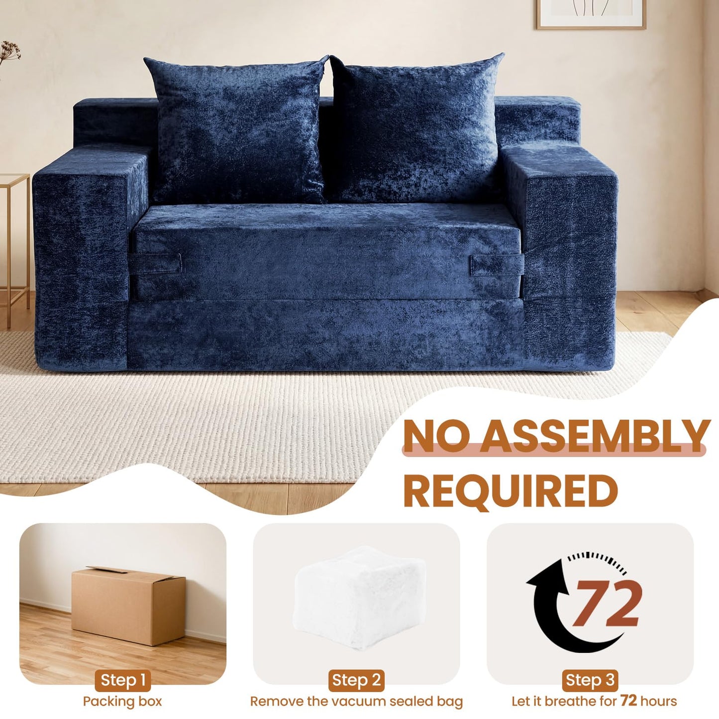AOLVDOW Convertible Sofa Bed, 5 in 1 Small Boneless Couch Pull Out Loveseat Sleeper Sofa,Corduroy Futon Couch Folding Mattress with 4 Pillows for Living Room