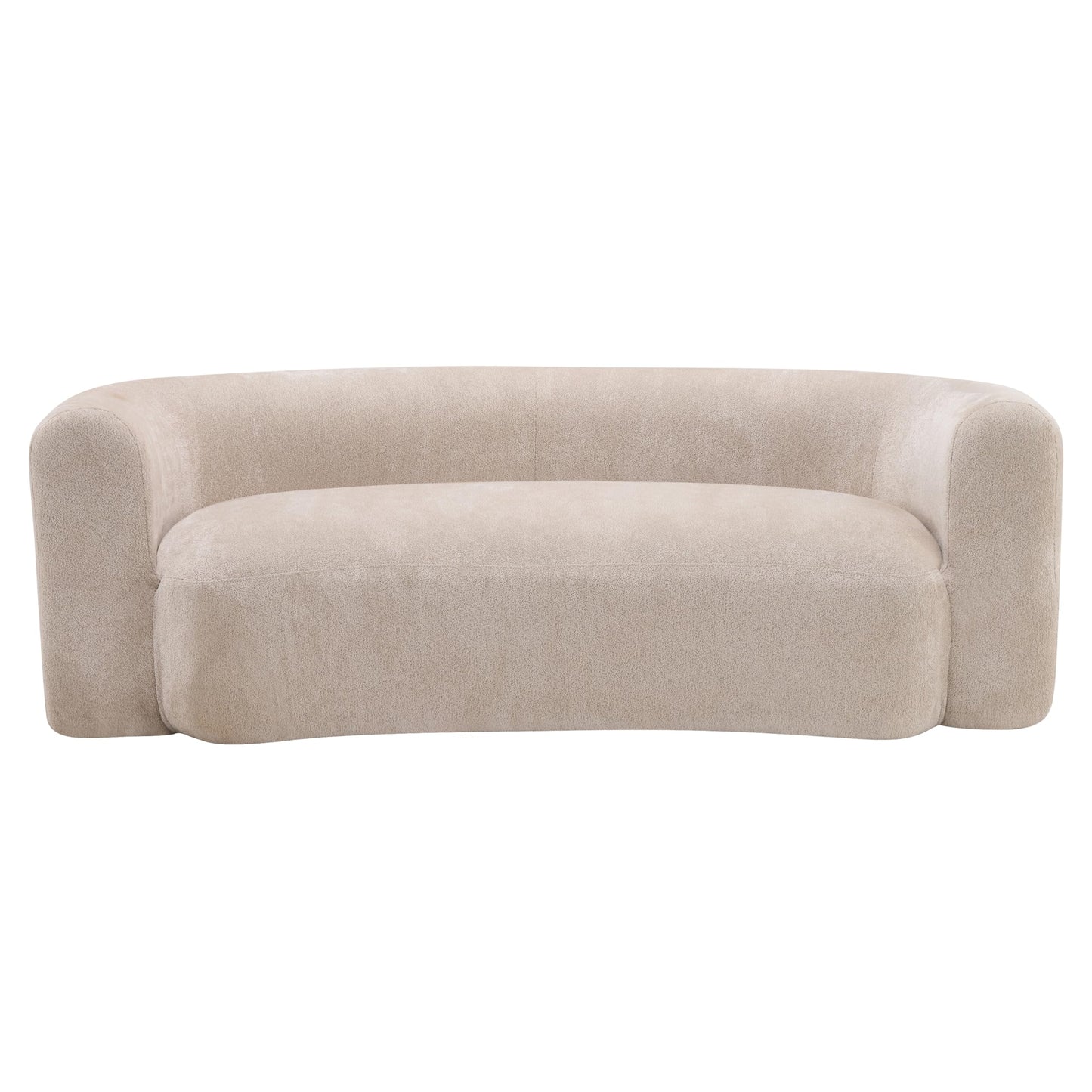 Christopher Knight Home 87.75" Curved Sleeper Sofa, 3 Seater Deep Seat Modular Floor Couch, Upholstered Chenille Fabric Comfy Cloud Couch with Round Arms & Curved Back for Living Room Bedroom, Almond