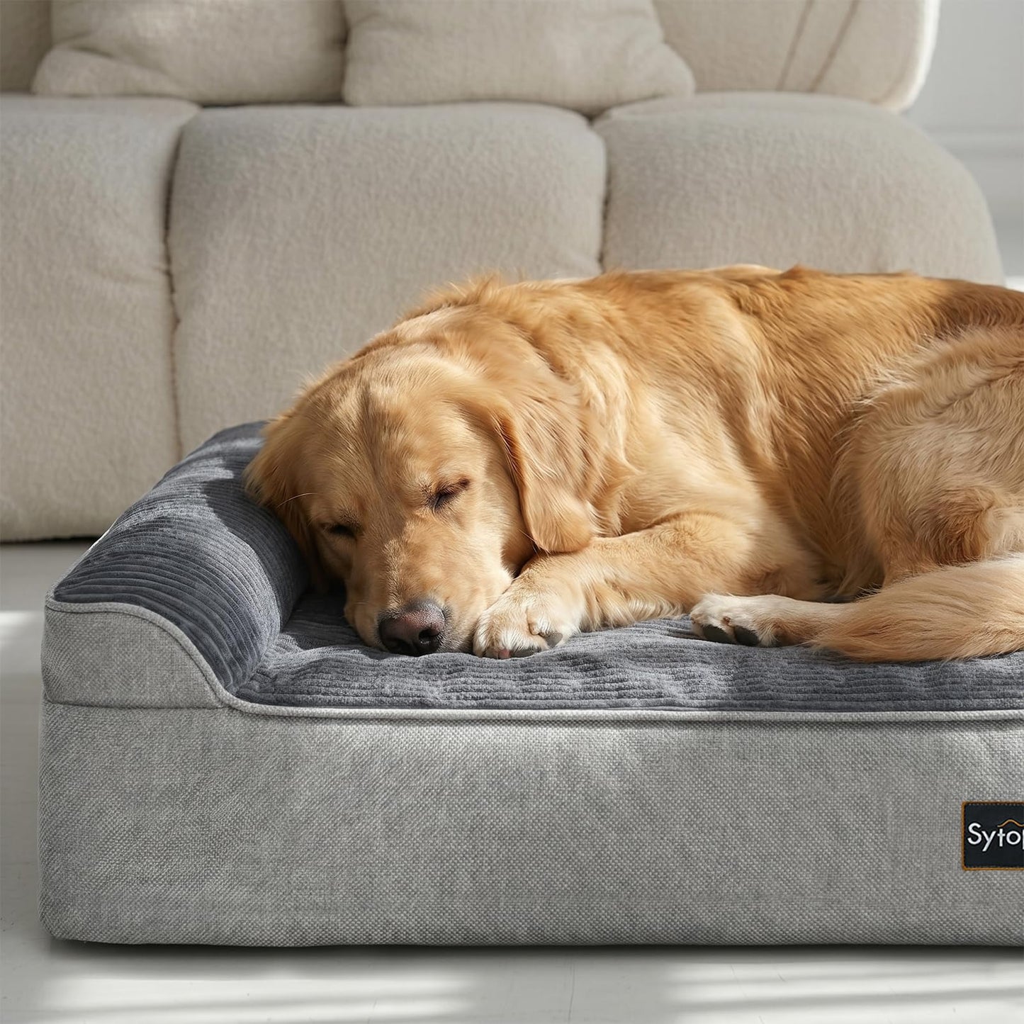 Sytopia Orthopedic Dog Bed for Large Senior Dogs, 7 Inch Thick XXL Memory Foam Dog Bed with L Shaped Bolsters, Orthopedic Pet Couch with Waterproof Liner & Removable Washable Cover, 52"x36"x7"