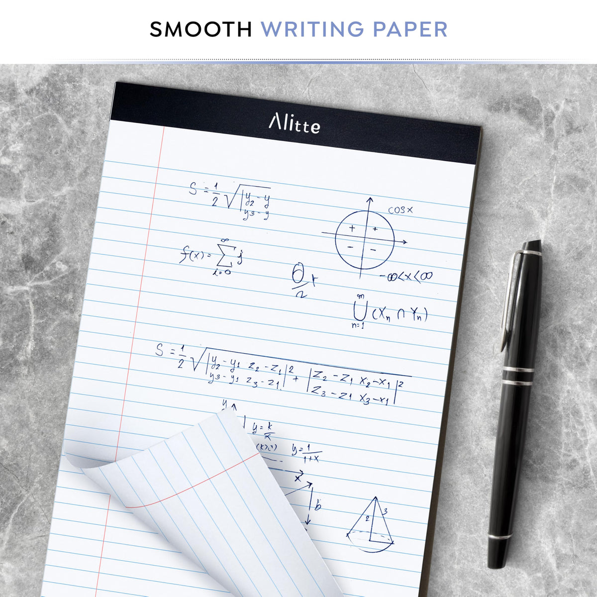 Alitte Legal Notepads 8.5 x 11, Pack of 3 - Perforated Wide Ruled Writing Pad - Premium Thick Paper, No Ink Bleeding - Blank Legal Pads For Home, Office, School, Business - 50 Sheets Per Notebook