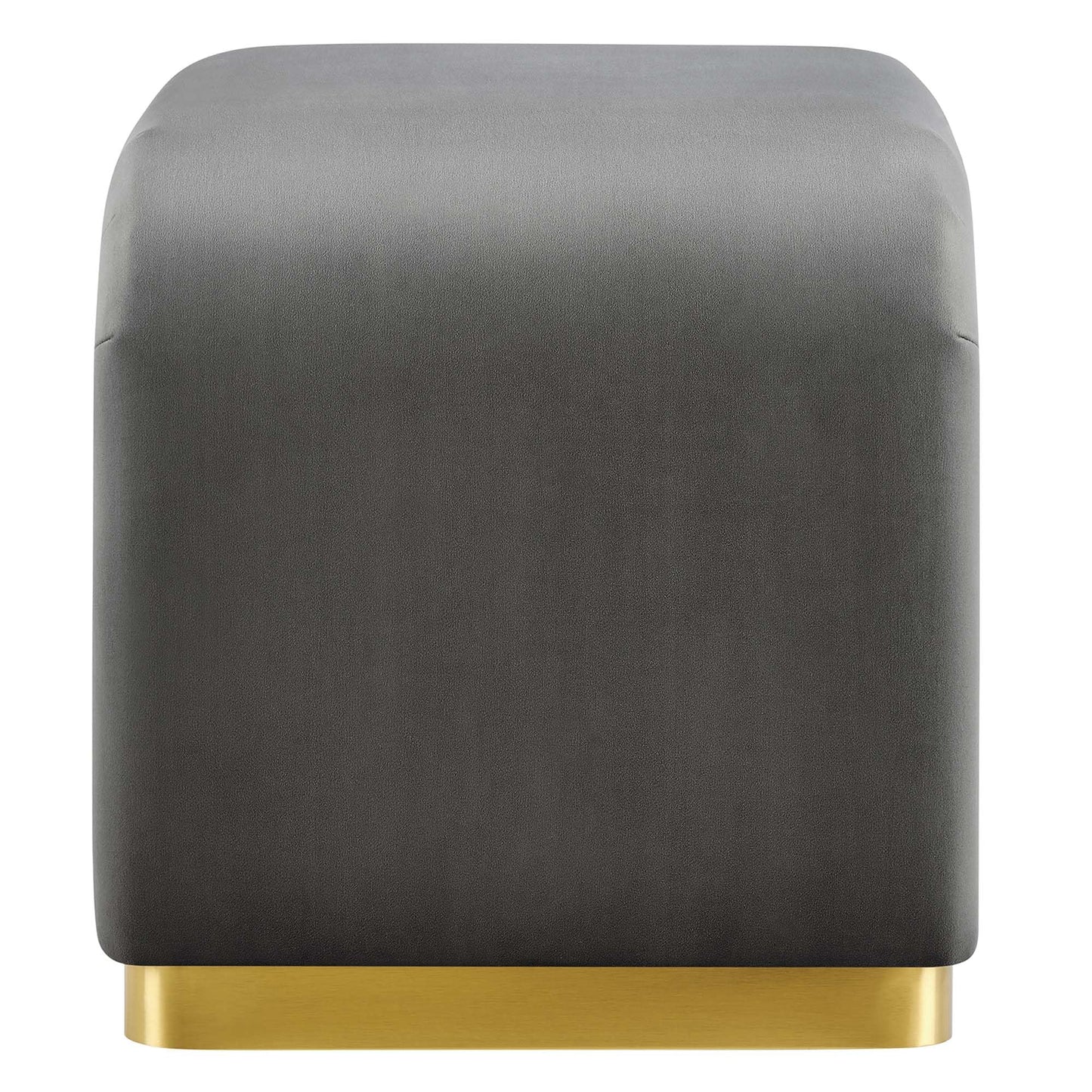 Modway Koda 24" Performance Velvet Upholstered Waterfall Stool or Side Table in Brass Storm Gray, 24 Inches