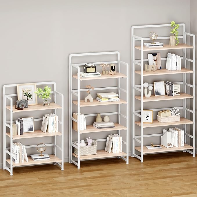 No Assembly Folding Bookshelf, 5 Tiers Collapsible Book Shelf