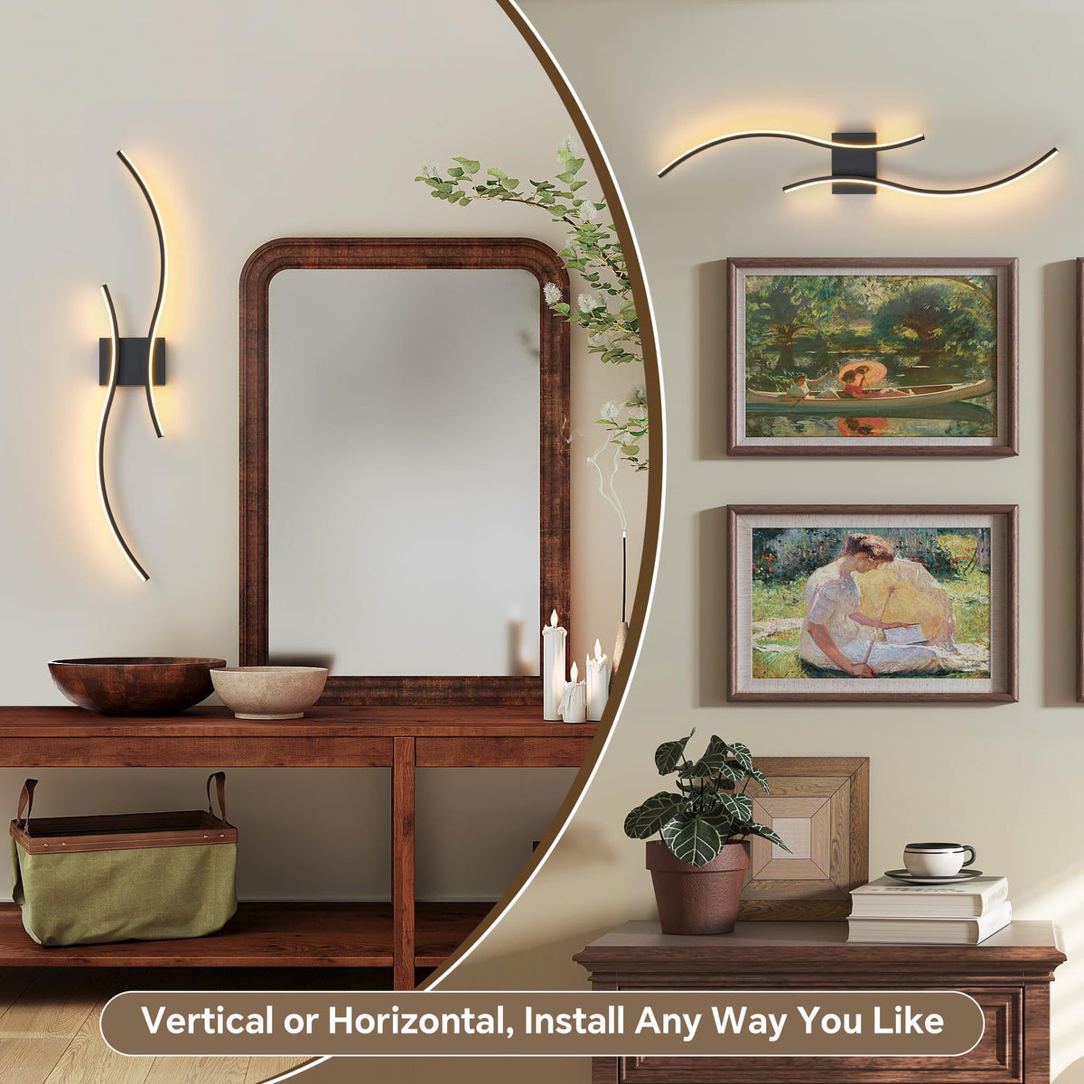 GLOTHOR Battery Operated Wall Sconces Set of 2, Dimmable Modern LED Rechargeable Wall Light with Remote Control, Wall Decor for Living Room, Hallway, Quick Install, No Electrician Required