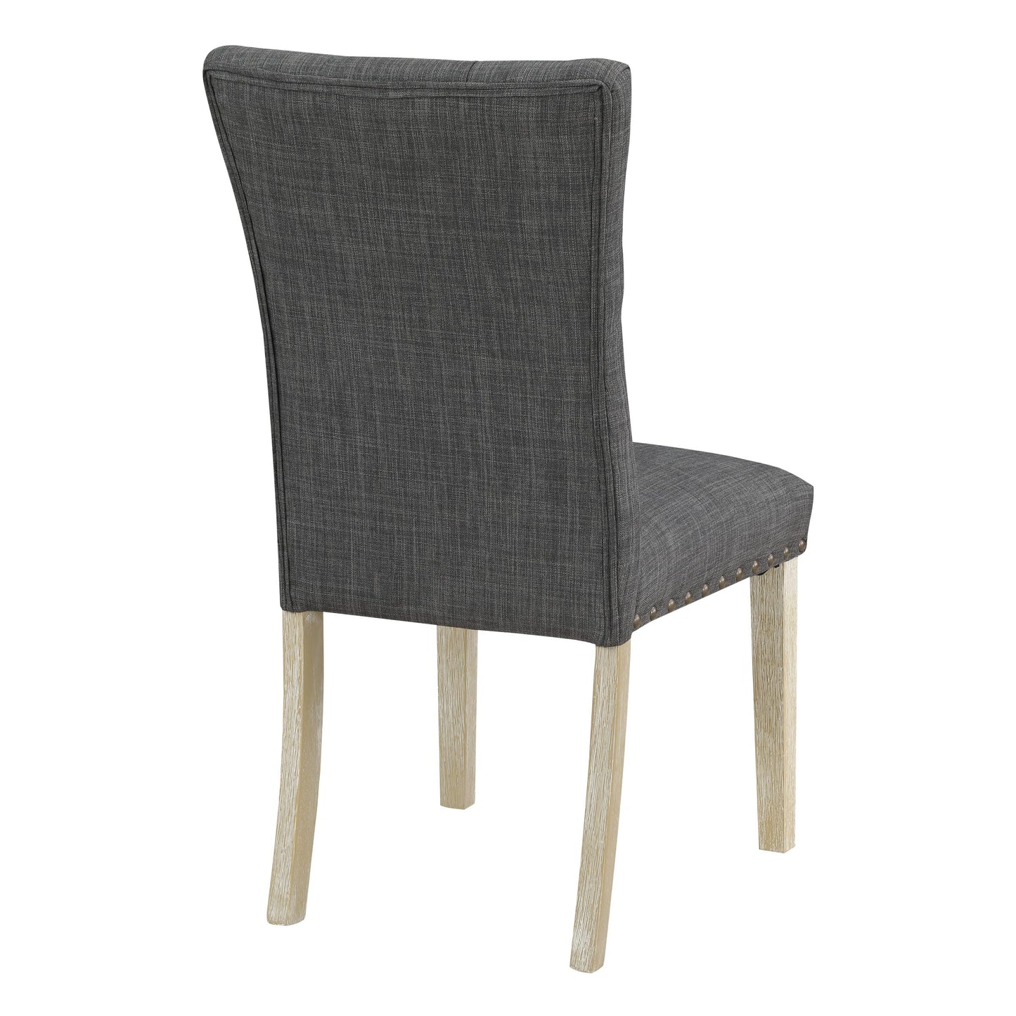 OSP Home Furnishings Preston Dining Chair 2-Pack with Button Tufted Back and Antique Bronze Nailhead Trim, Charcoal Fabric