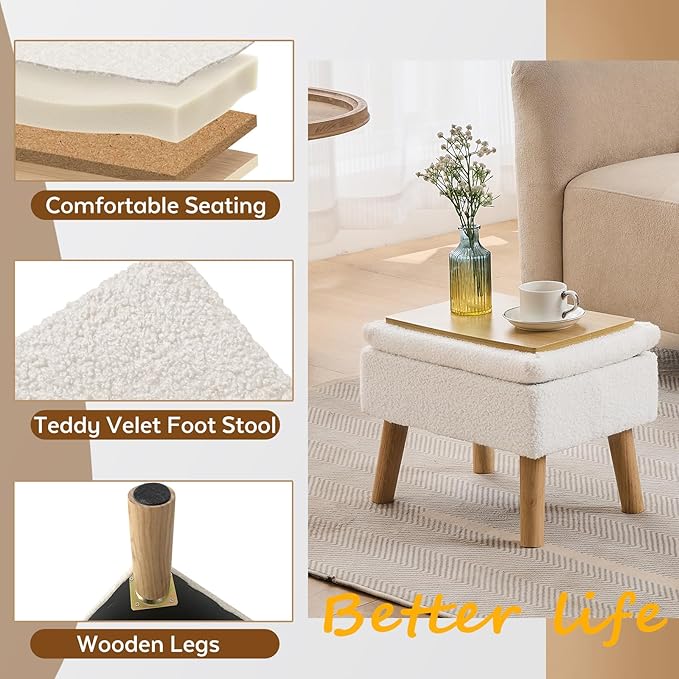 Storage Ottoman, Small Foot Stool Ottoman