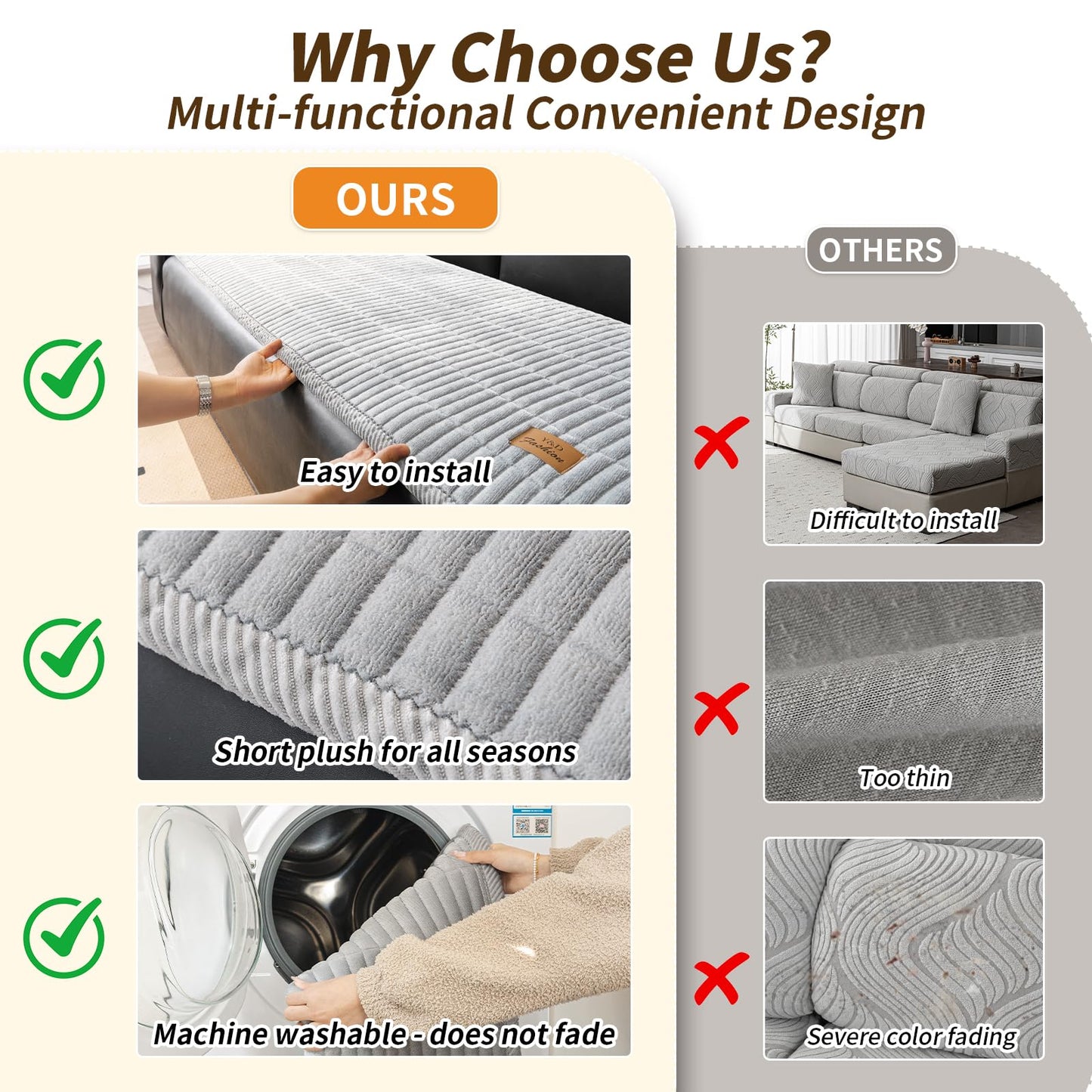 PJLZJFBY Couch Covers for Dogs, Velvet Dog Couch Cover, Pet Couchs Covers for Loveseat, Couchs Protector for Dogs, Sofa Cover for Pets Washable(1PC, Light Grey, 27.5"×70.8", 2-3 Seater)