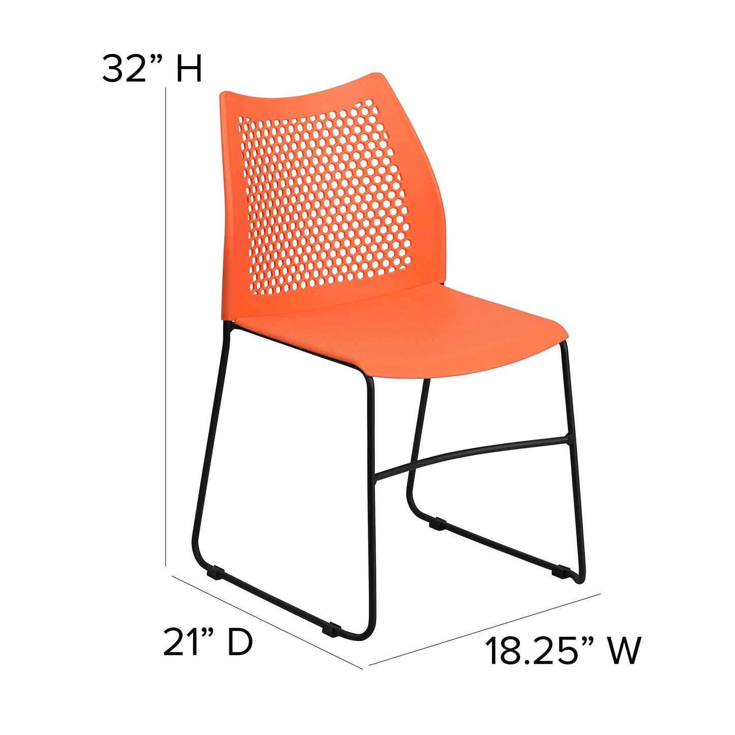 Flash Furniture Hercules Series Contoured Lobby Chairs with Air-Vent Honeycomb Backs, Ergonomic Stacking Chairs for Offices, Set of 5, Orange