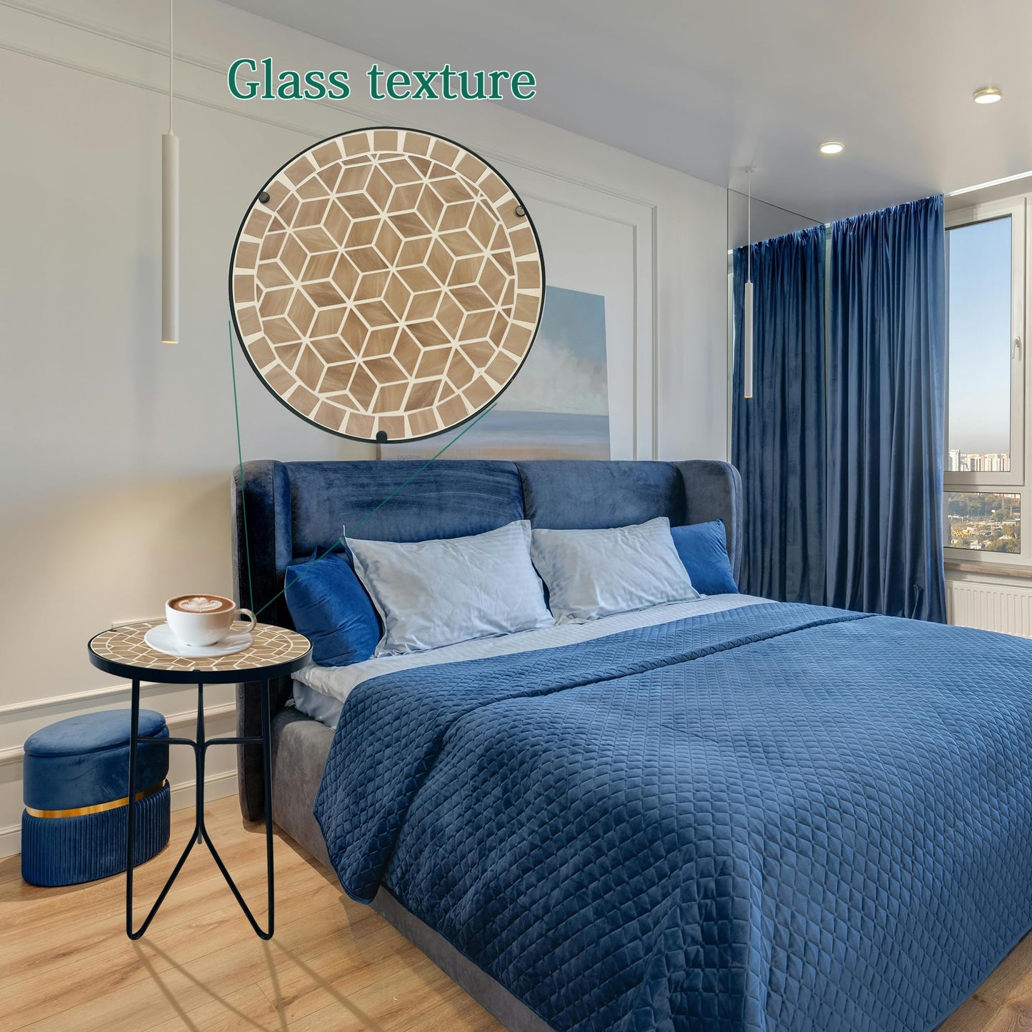 QZXYGY Mosaic Khaki Round Sode Tea Table,Valentine's Day Unique Furniture, Small End Outdoor Side Accent Bedside Dining Room Table, Indoor Balcony Outdoor Furniture, Balcony Valentine's Day Decor