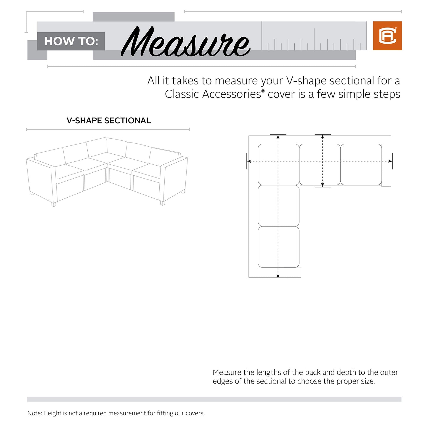 Classic Accessories Terrazzo Water-Resistant 100 Inch Patio V-Shaped Sectional Lounge Set Cover, Patio Furniture Covers
