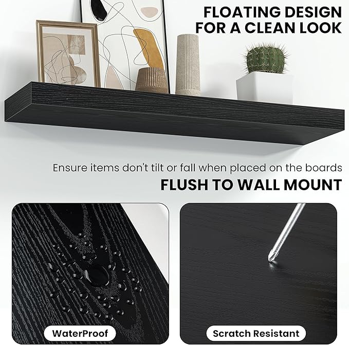 Fun Memories 36 Inch Floating Shelves Wall-Mounted, Rustic Wood Shelf