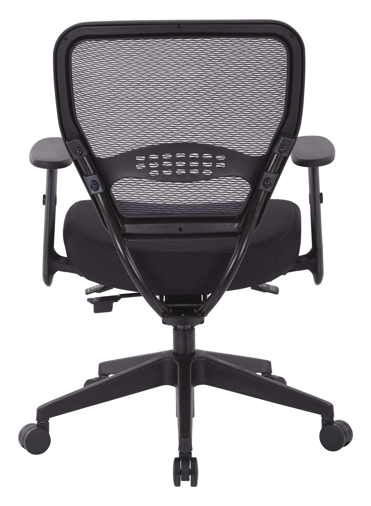 Space Seating 55 Series Air Grid Back Manager's Office Chair with Adjustable Angled Arms, Seat Slider and Angled Nylon Base, Black Fabric