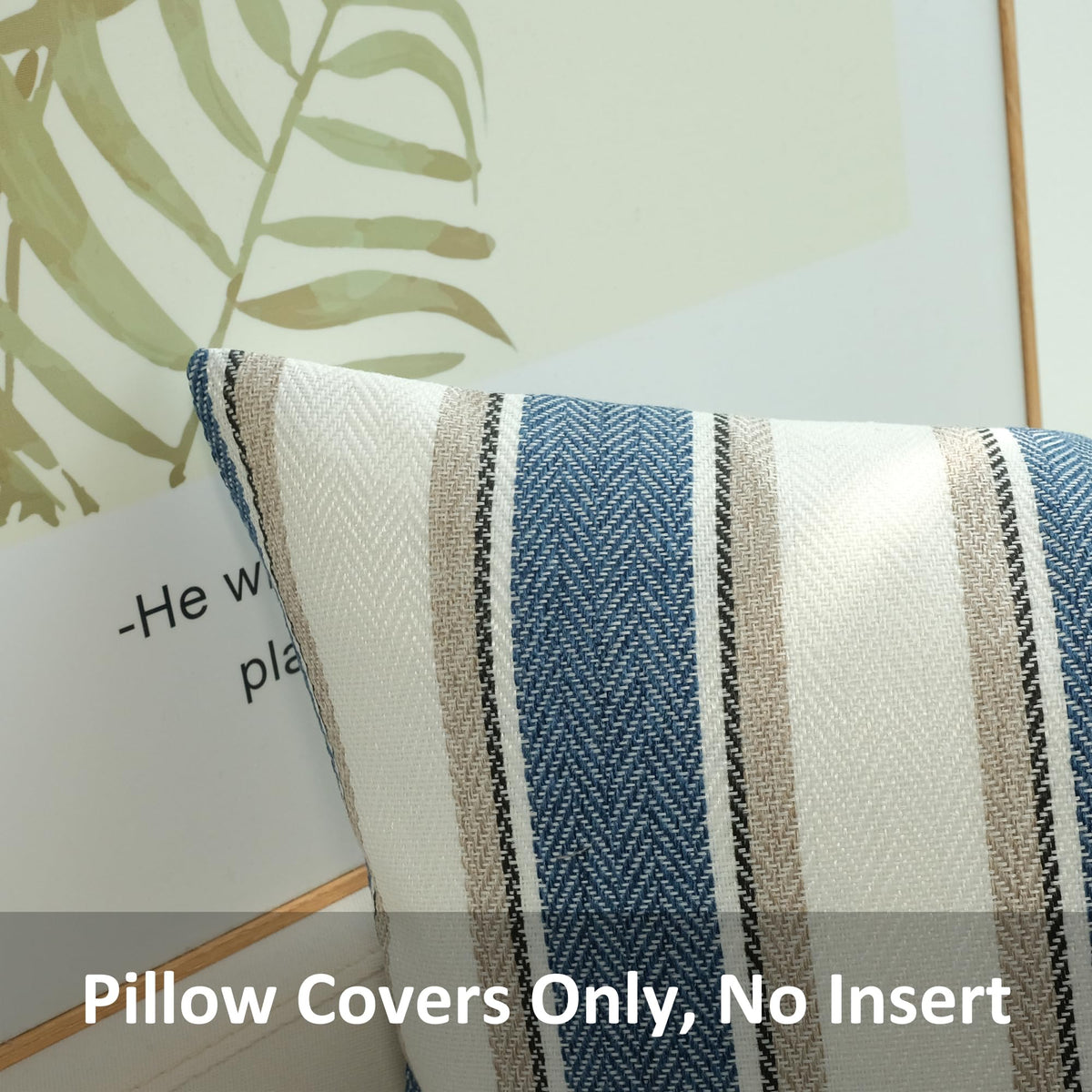 JOJUSIS Stripe Throw Pillow Covers Farmhouse Pillowcases Pack of 2 16 x 16 Inch Blue
