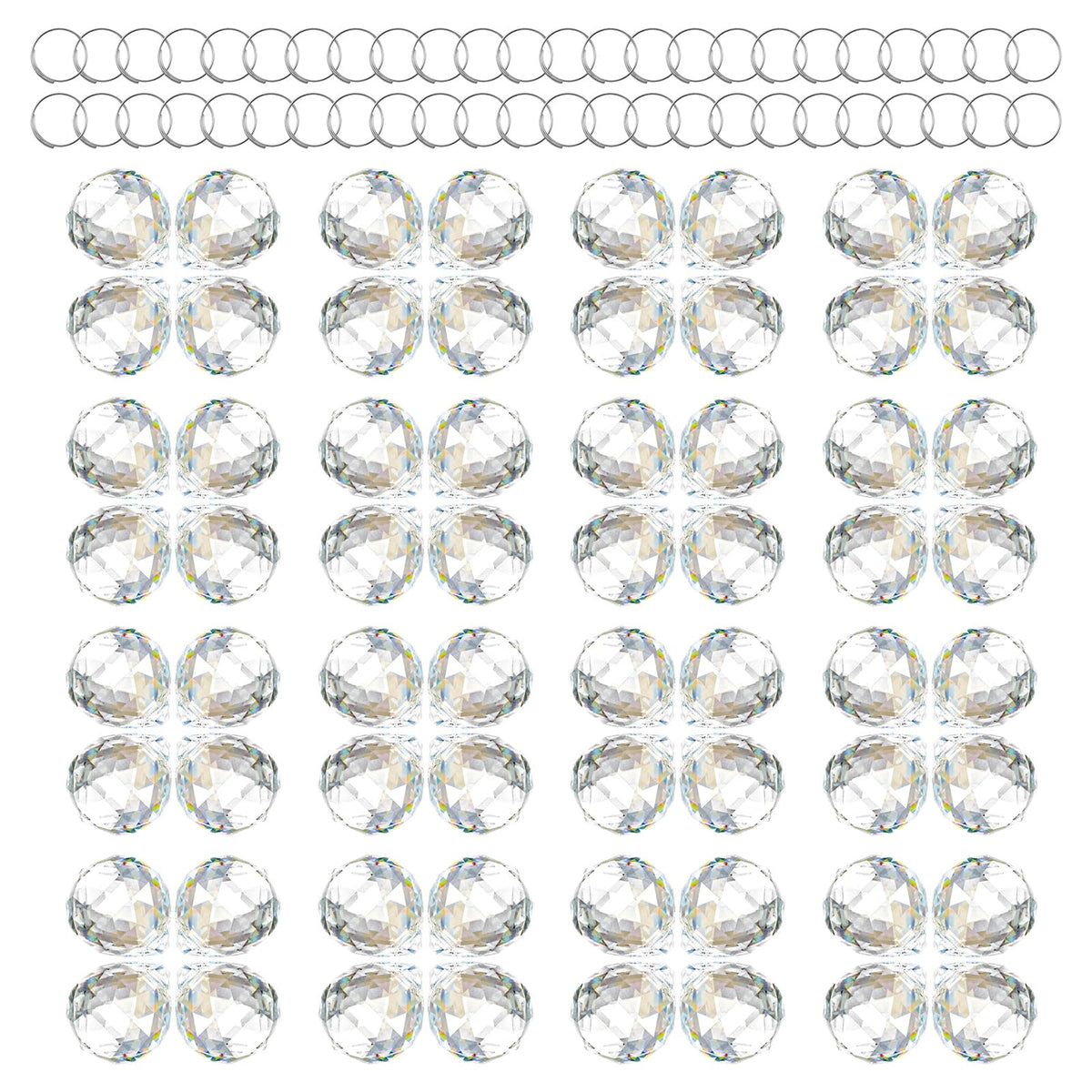 Afcabakila 48 Pcs Clear Crystal Ball Prism 20mm Chandeliers Prism Sun Shine Catcher Christmas Crystal Ornaments Rainbow Pendants Maker, Crystals Ball for Window Hanging, Garden Decor, and Gift Making