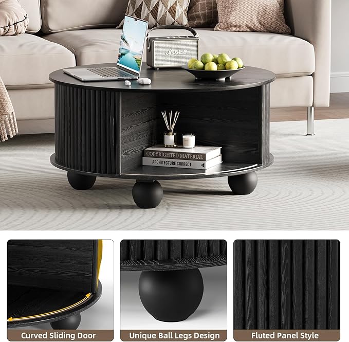 SULIVES Round Coffee Table