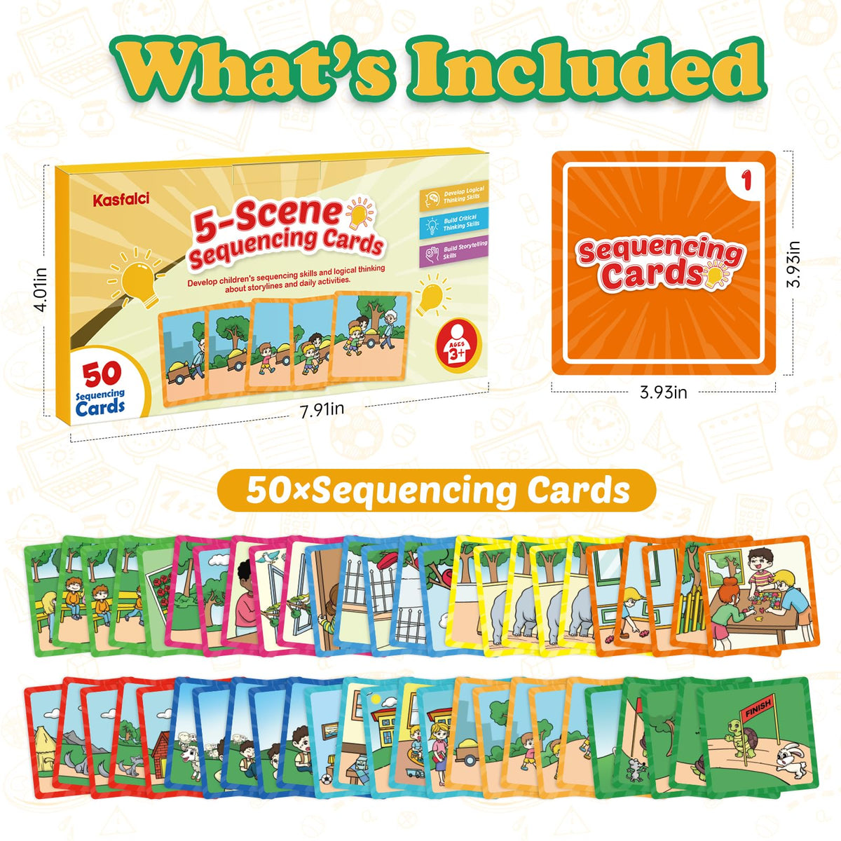 Kasfalci Sequencing Cards, Sequence Game for Kids, Speech Therapy Materials for Autism, Improve Storytelling,Social Skills, Sentence Building, Preschool Learning Activities for Classroom & Homeschool