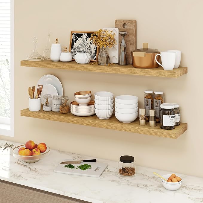 Acovy 48 Inch Floating Shelves, 9.3" Deep Floating Shelf Wall Mounted, Rustic