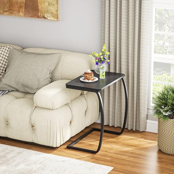 SRIWATANA Side Table, End Table, Vintage C-Shaped Couch Table