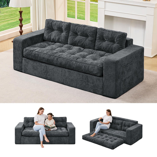 Hobestluk 3-Seater Sofa Boneless Couch with Tufted Button Design 2 in 1 Comfy Cloud Couch Oversized Sofa for Living Room Bedroom Apartment or Office