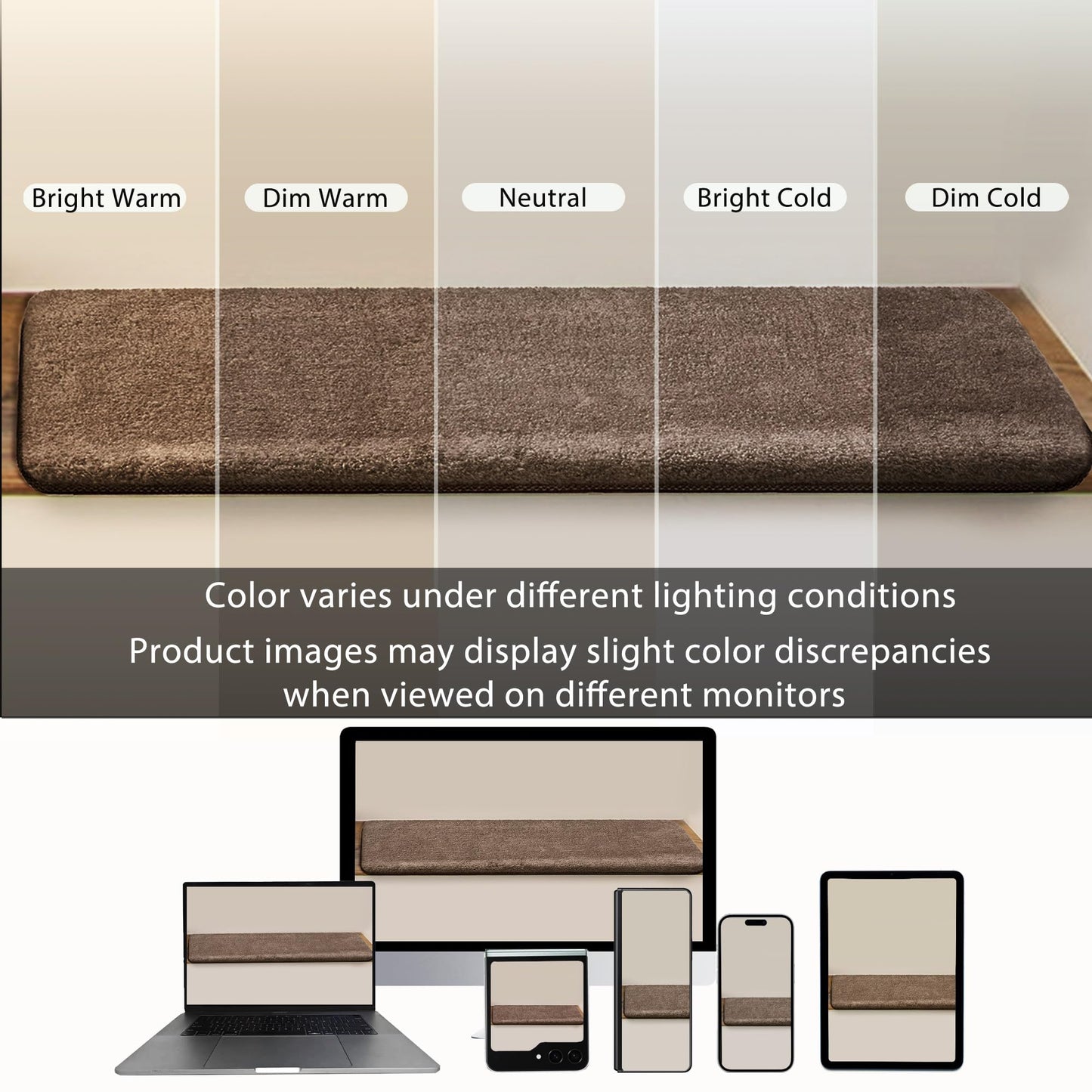 PURE ERA Carpet Stair Treads Ultra Plush 9.5" X 30"Soft Bullnose Indoor Stair Protectors Pet-Friendly Non-Slip Skid Resistant Tape Free Washable Reusable(2 Pieces,Brown)