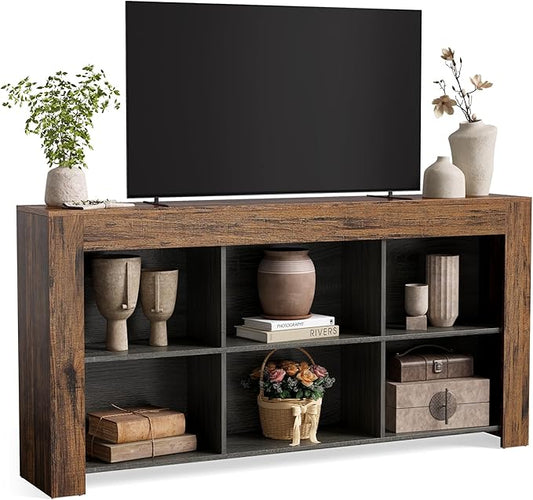 LITTLE TREE TV Stand with Storage, 63-Inch Entertainment Center with Shelves
