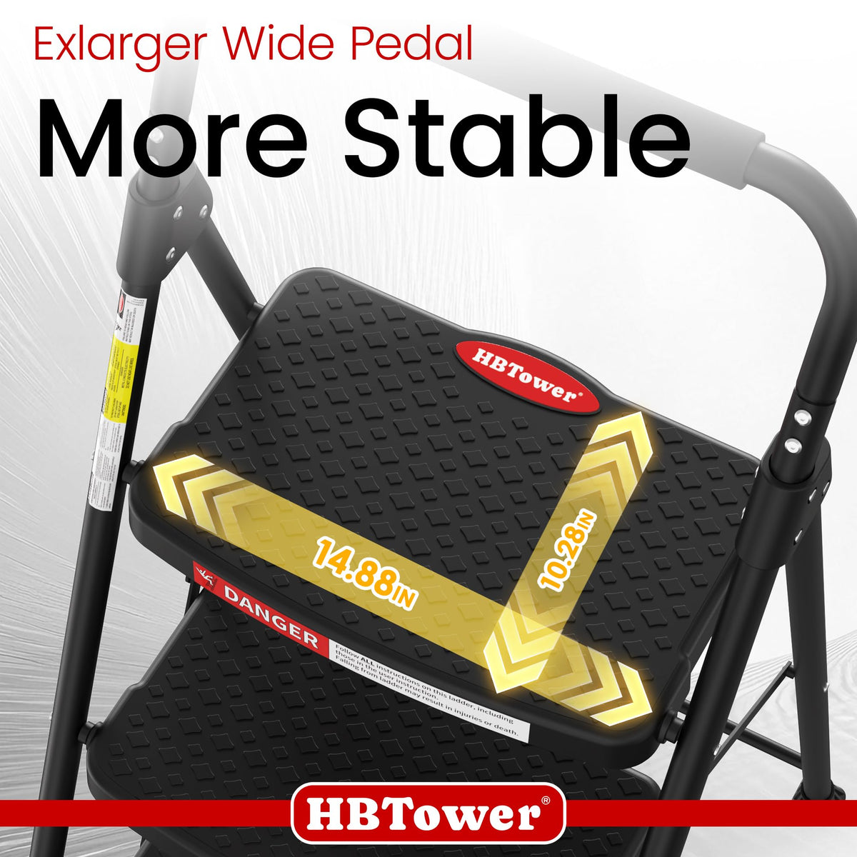 HBTower 4 Step Ladder, Step Stool Foldable with Wide Anti-Slip Pedal, Sturdy Steel Ladders for Home Adults Kitchen