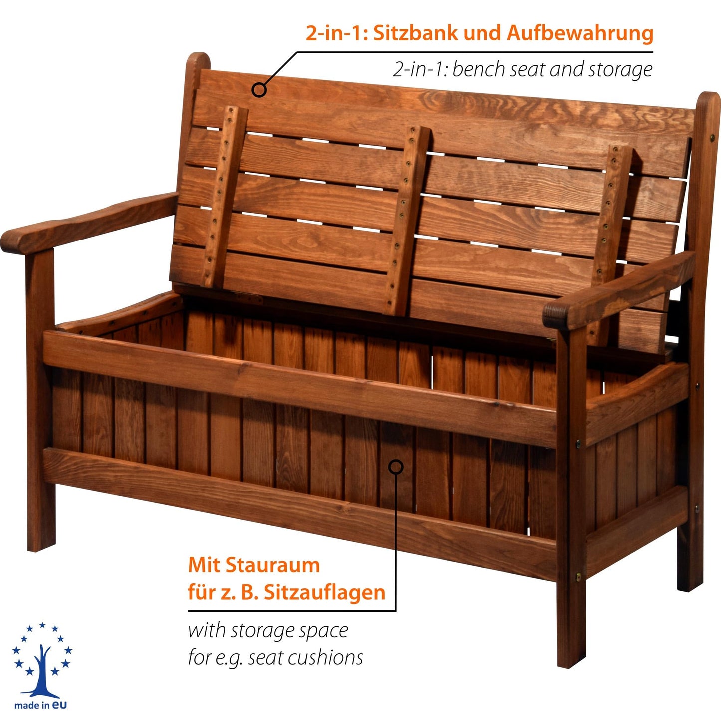 dobar Solid Rest 2 Seater Garden Bench FSC-Certified Wood 115 x 58 x 89 cm Brown