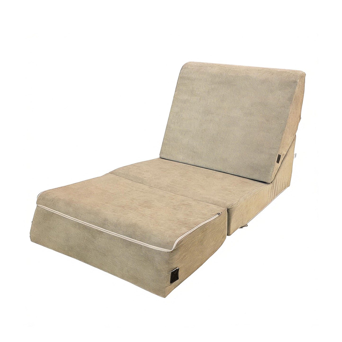 jela Luxury Corduroy Indoor Chaise Lounge, Foldable Sofa Bed Chair with Soft Foam & Machine Washable Cover (Corduroy Sand)