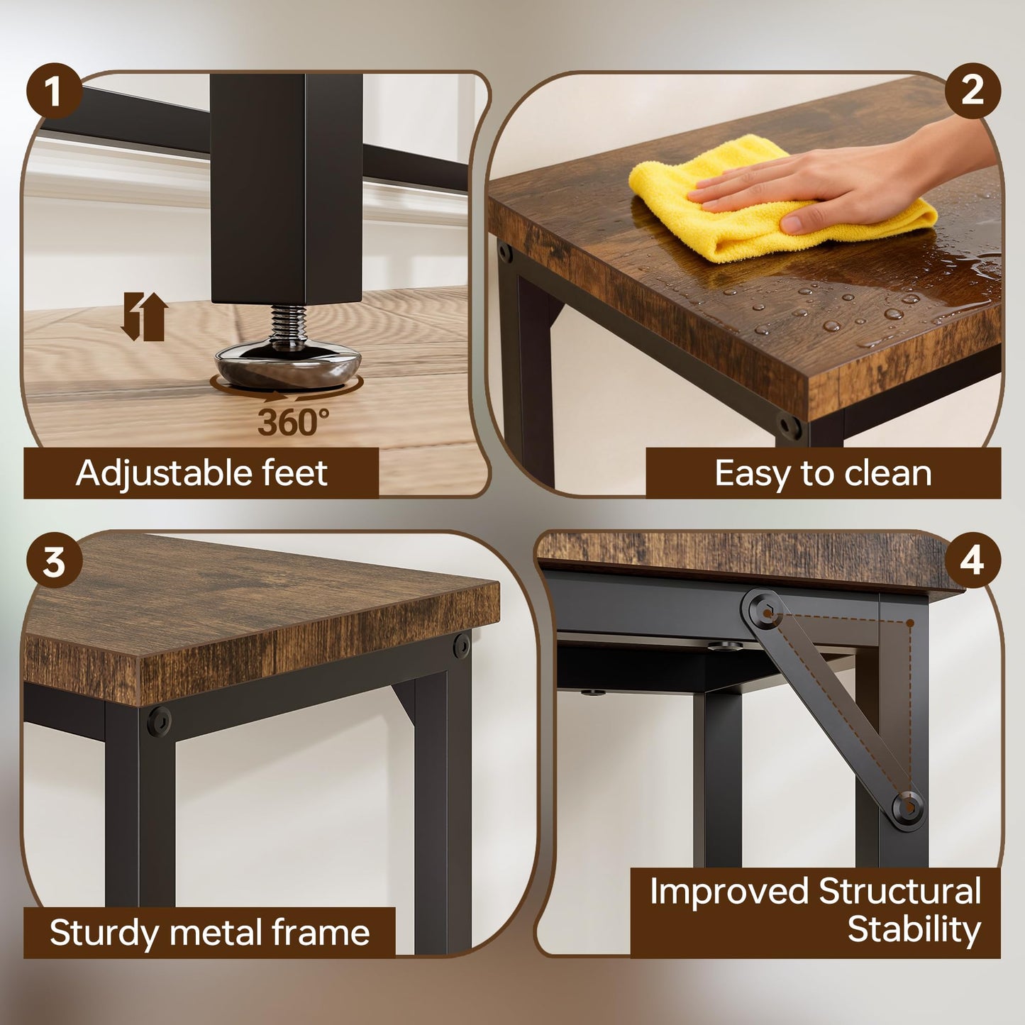 2 Pack Narrow Entryway Console Table & Sofa Side Table - Industrial Hallway Table for Small Spaces, Behind Couch Table, Multi-Functional Living Room Bedroom Office,Brown, 29.5" x 9.4" x 29.5"