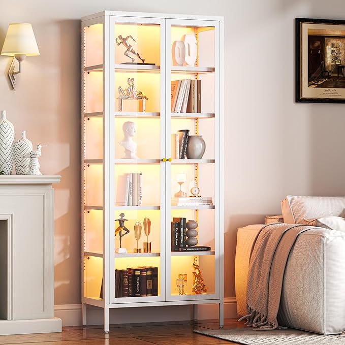 6-Tier Glass Display Cabinet