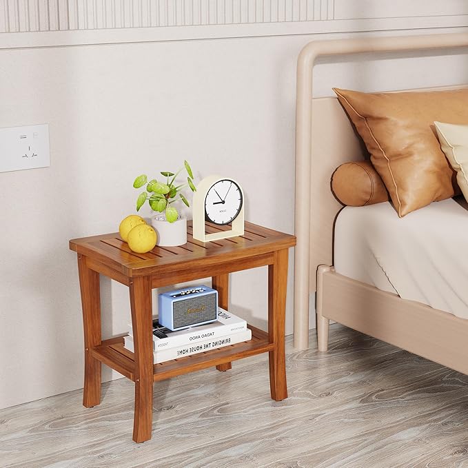 Large Teak Wood Shower Bench Stool