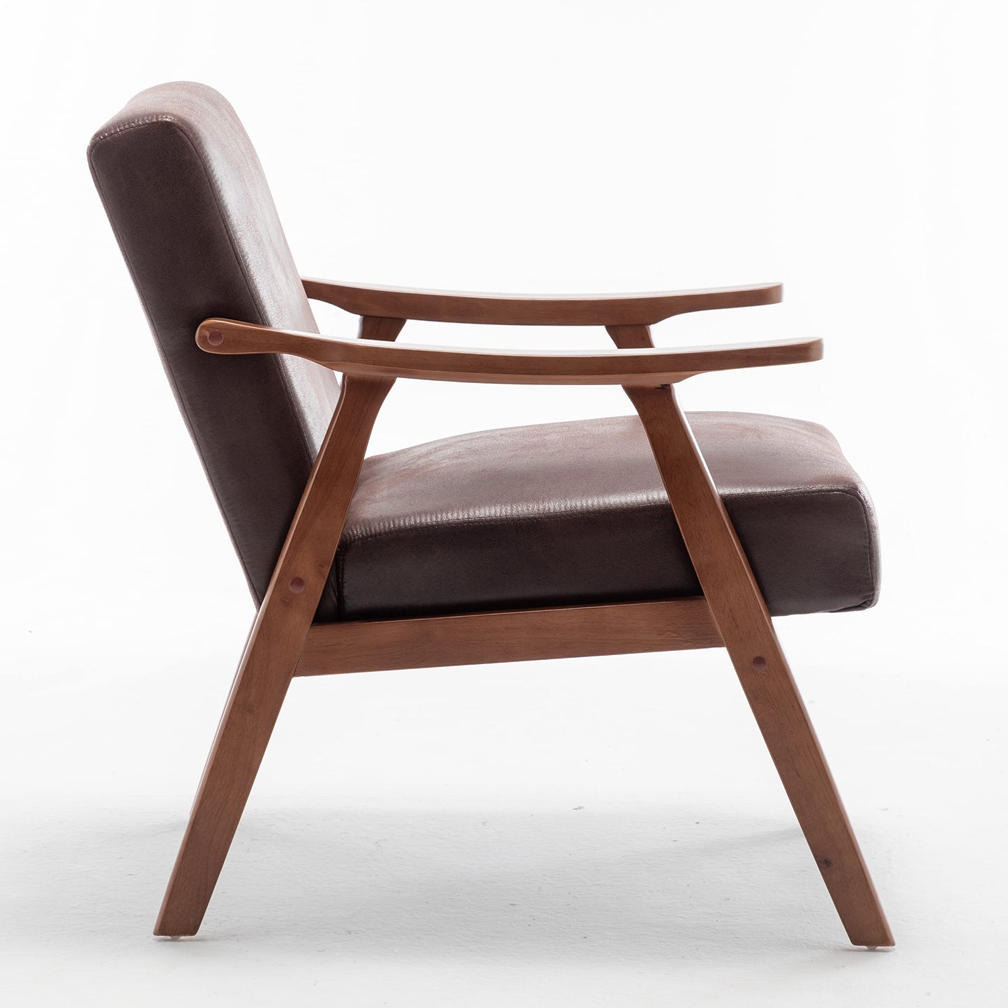 Container Furniture Direct Accent Chair with Microfiber Upholstery and Solid Wood Frame, Classic Mid-Century Modern Living Room Furniture for Extra Seating, Dark Brown