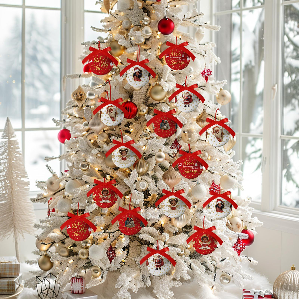 Black Santa Christmas Decorations - Black Santa Ornaments Hanging Balls African American Christmas Tree Decorations, Decoration Ball 2.36 Inch for Xmas Tree Party Home Holiday，Xmas Gifts Set of 16Pcs