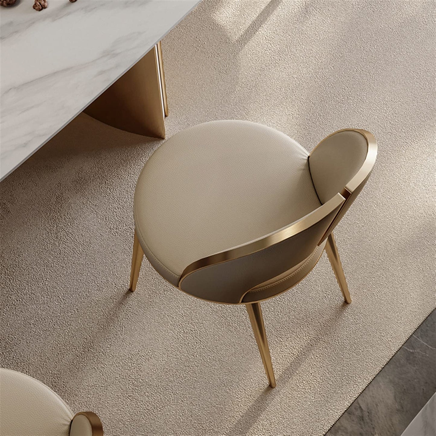 TRABVVIJSC Dining Room Chair Comfortable Designer Dining Chair Metal Gold Legs Ergonomic Makeup Leather Office Home Furniture