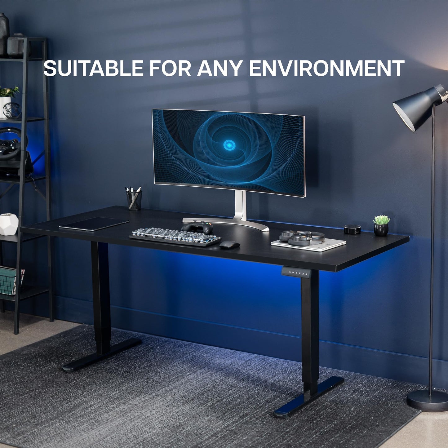 VIVO Electric 71 x 30 inch Square Edge Standing Desk, Dual Motor Memory Controller Height Adjustment, E2B-S Series, Black Top Black Frame, DESK-KIT-E2B71S-B