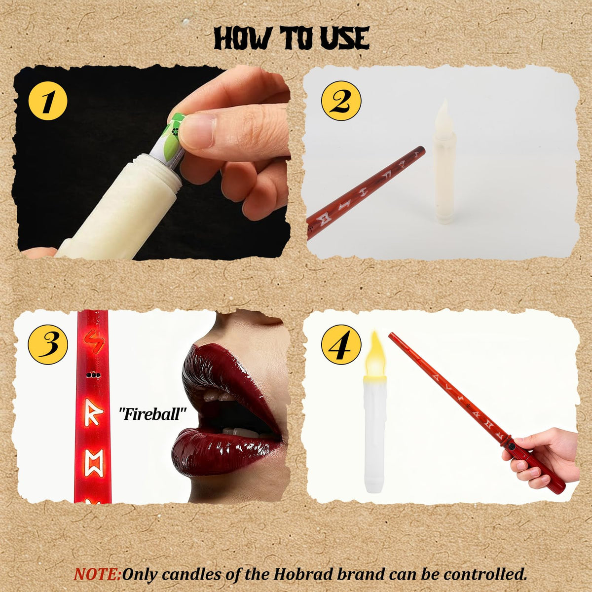 Hobrad 10PCS Floating Candles with Wand Halloween Decorations Indoor Hanging Candles Halloween Battery Candles with Voice Remote Control