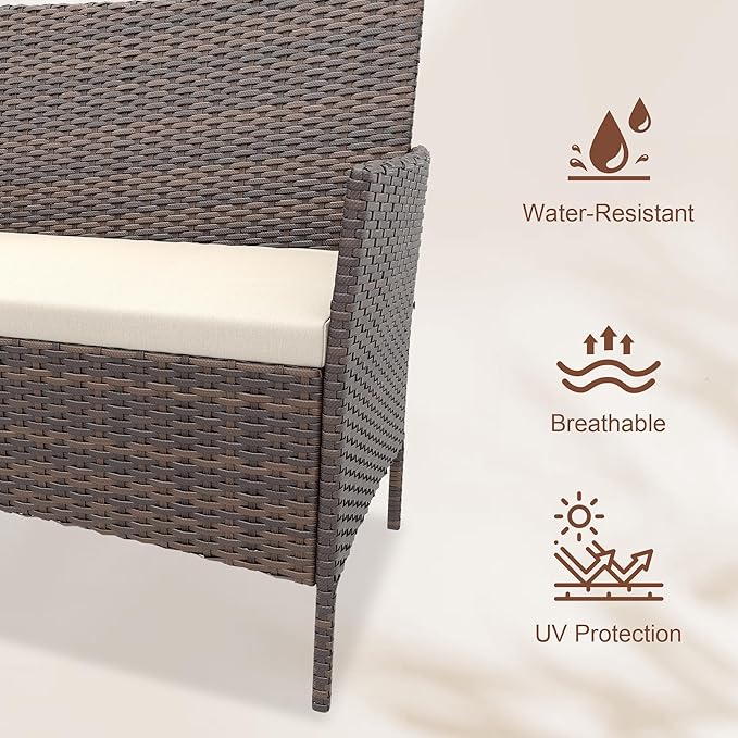 GarveeLife 4-Piece Patio Furniture Set, Rattan Outdoor Furniture