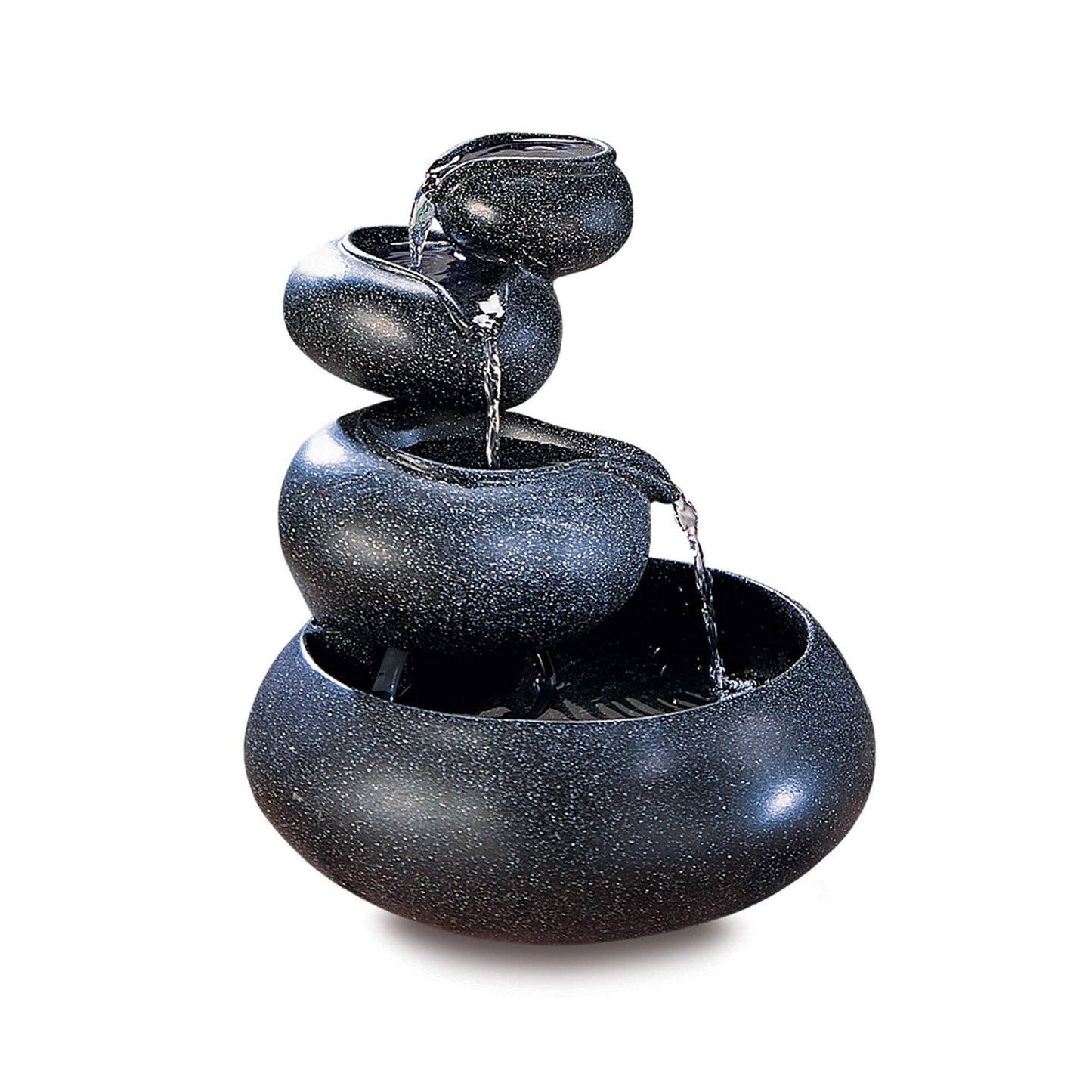 Zingz & Thingz Zen Collection Resin Tabletop LED Water Fountain, Four-Tier, 9.5x9.5x10
