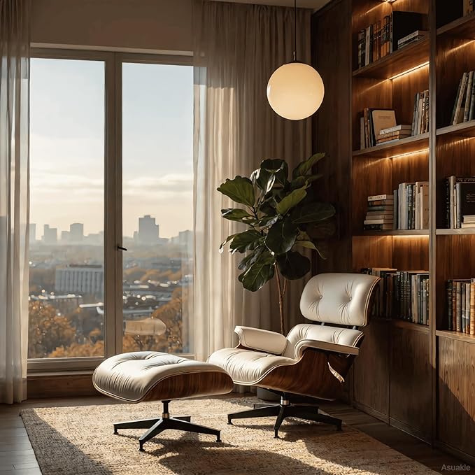 Top Grain Leather, Mid Century Chaise Lounge Chair and Ottoman, Reading Chair