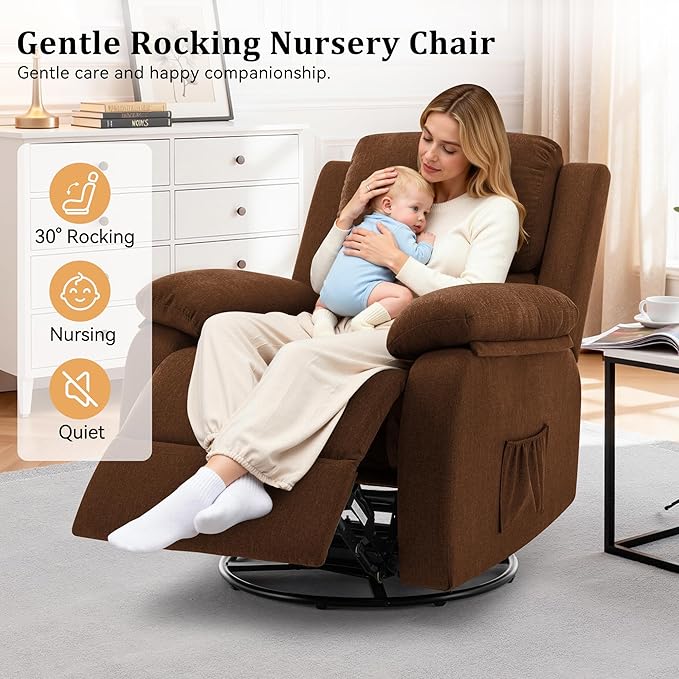 Korser Recliner Chair, 360 Swivel Rocker Chair